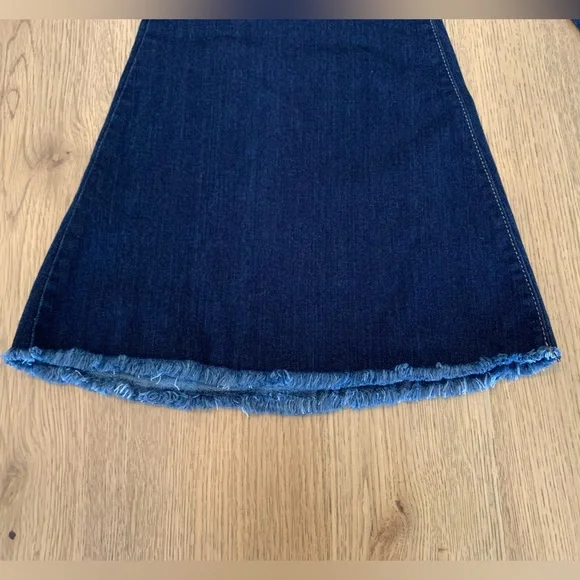 Judy Blue Dark Blue High Waist Super Flare Jeans Frayed Raw Hem Stretch Sz 1/25 - Picture 12 of 14